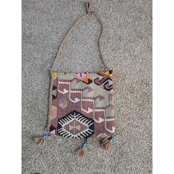 Handmade Handbags - “VNTG, Handmade Kilim Wool Shoulder Bag Tribal Boho Crossbody Purse w/ Tassels